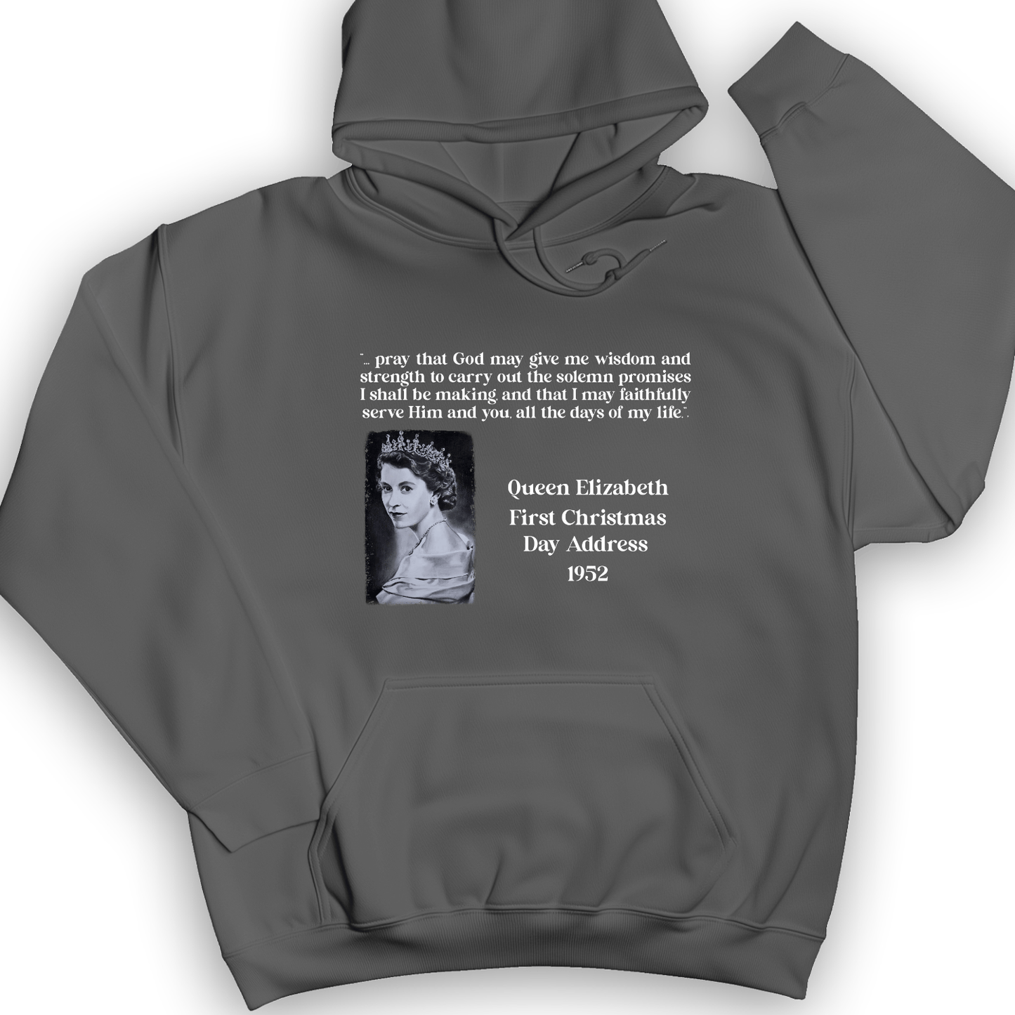 Queen Elizabeth II Xmas Address Hoodie Charcoal / S