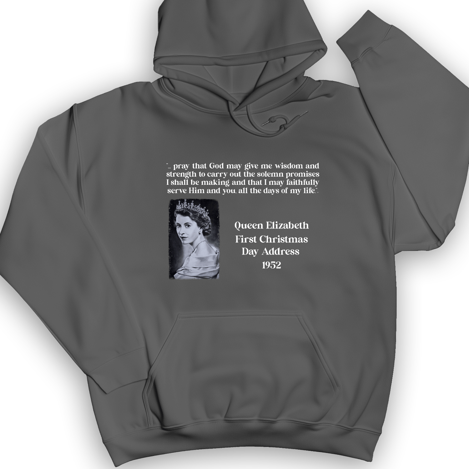 Queen Elizabeth II Xmas Address Hoodie Charcoal / S