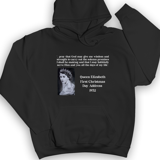 Queen Elizabeth II Xmas Address Hoodie Black / S