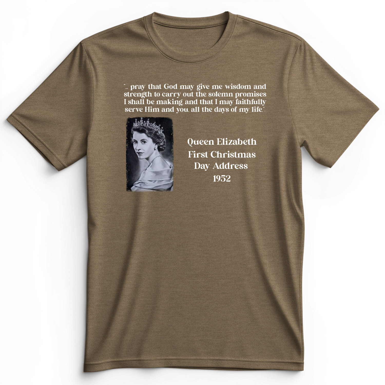 Queen Elizabeth II Xmas Address Premium Tee Heather Olive / S