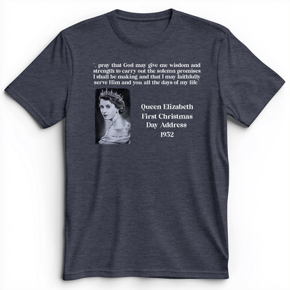 Queen Elizabeth II Xmas Address Premium Tee Heather Navy / S