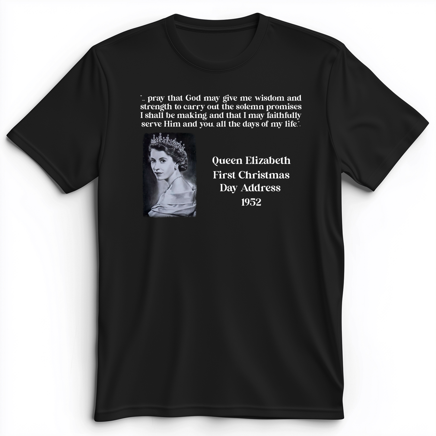 Queen Elizabeth II Xmas Address Premium Tee Black / S