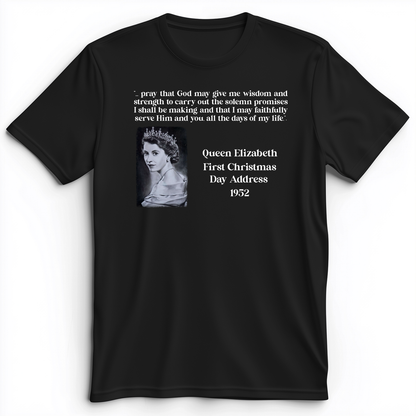 Queen Elizabeth II Xmas Address Premium Tee Black / S