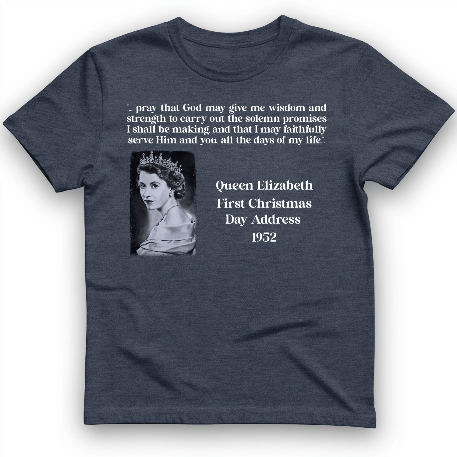 Queen Elizabeth II Xmas Address T-Shirt Heather Navy / S