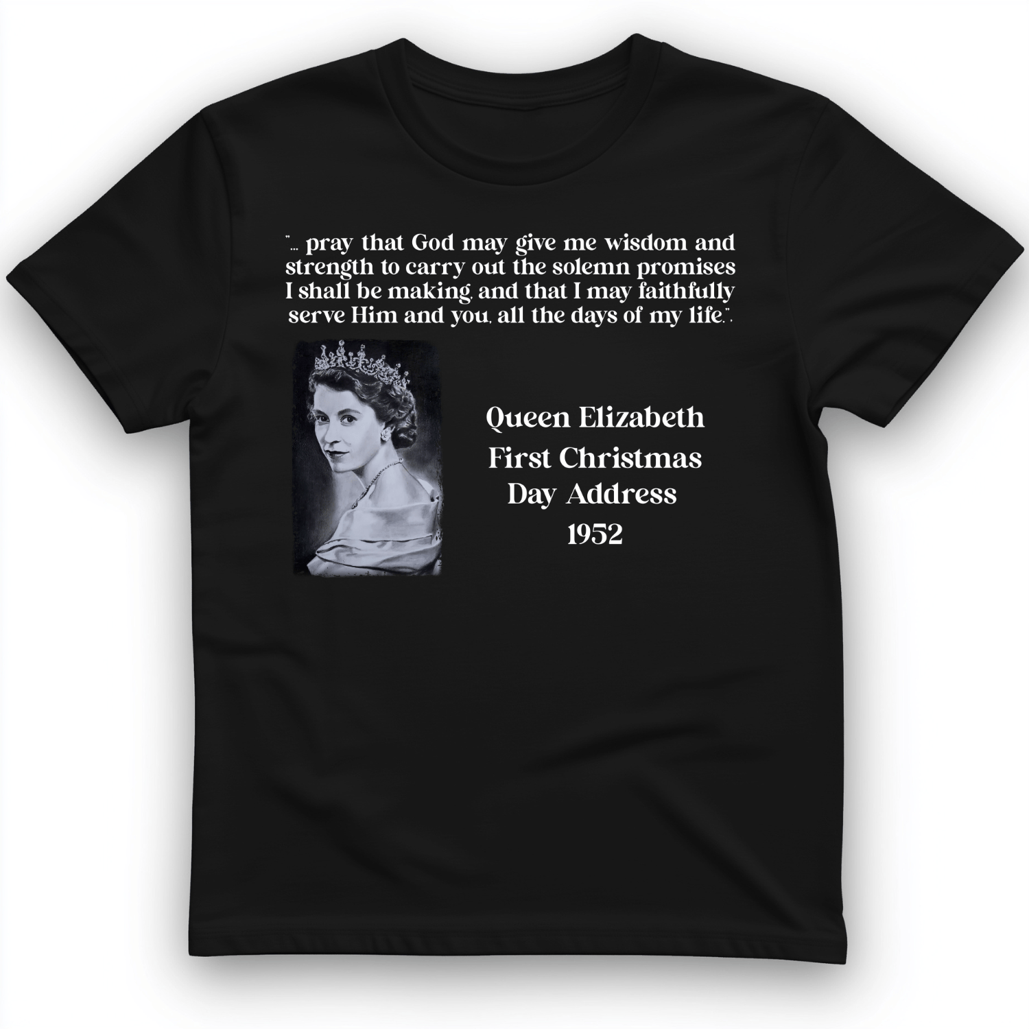 Queen Elizabeth II Xmas Address T-Shirt Black / S