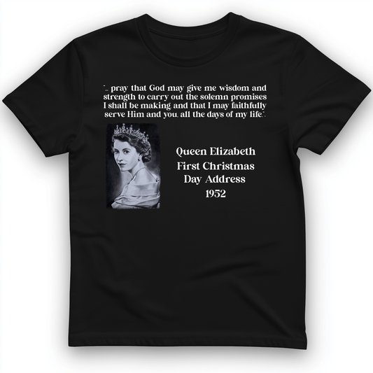 Queen Elizabeth II Xmas Address T-Shirt Black / S