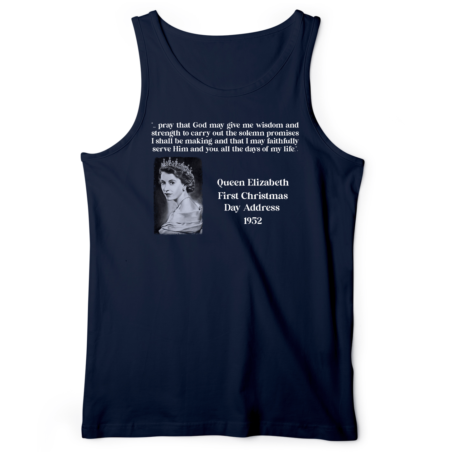 Queen Elizabeth II Xmas Address Tank Navy / XS