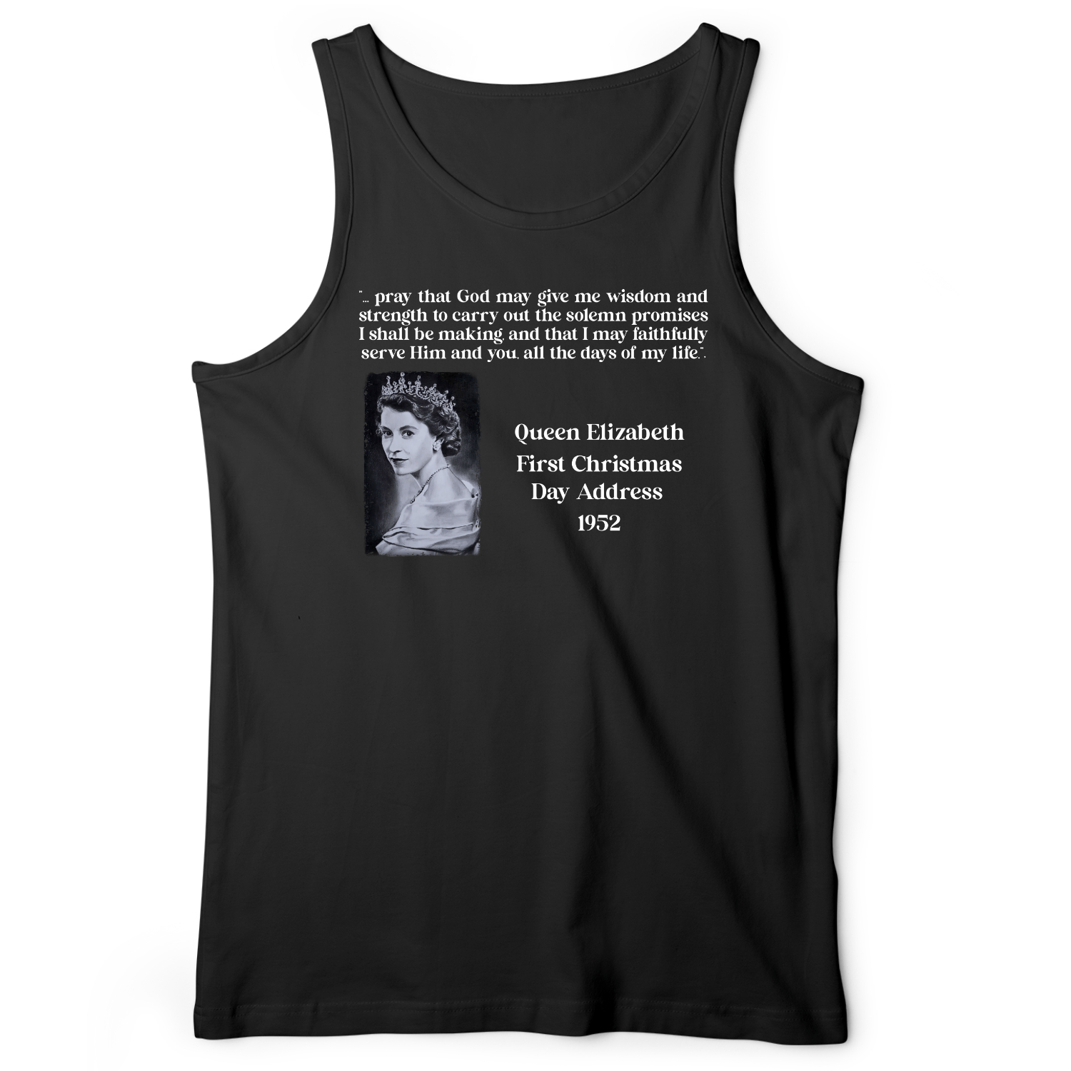 Queen Elizabeth II Xmas Address Tank Black / XS