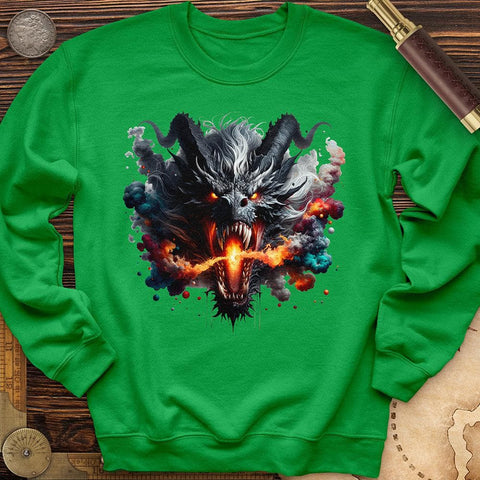 Raging Dragon In 3D Crewneck Irish Green / S