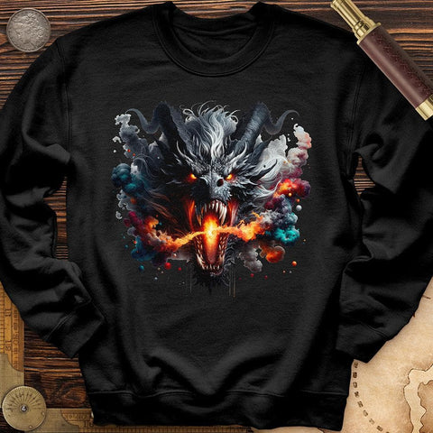 Raging Dragon In 3D Crewneck Black / S