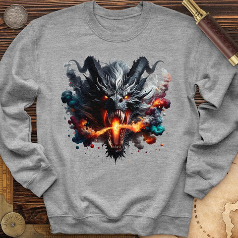 Raging Dragon In 3D Crewneck Sport Grey / S