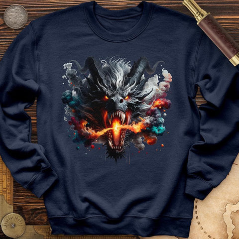 Raging Dragon In 3D Crewneck Navy / S