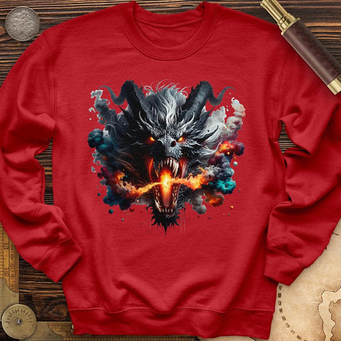 Raging Dragon In 3D Crewneck Red / S