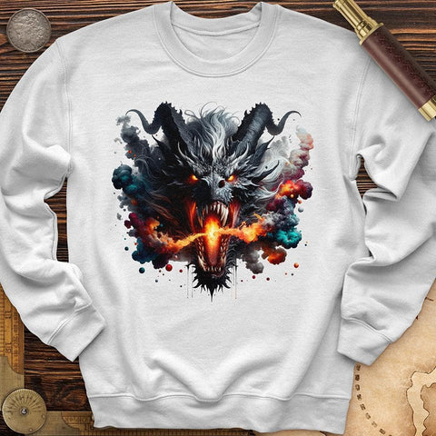 Raging Dragon In 3D Crewneck White / S