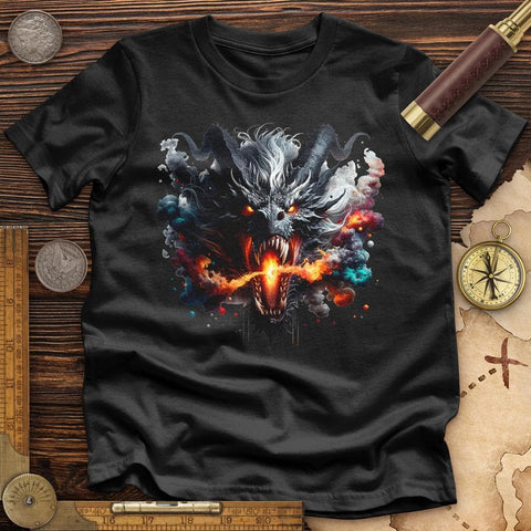 Raging Dragon In 3D High Quality Tee Black / S