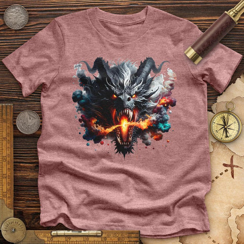 Raging Dragon In 3D High Quality Tee Heather Mauve / S