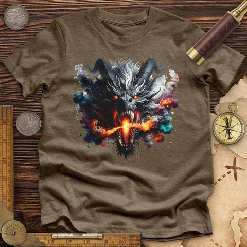 Raging Dragon In 3D Premium QualityTee Heather Olive / S