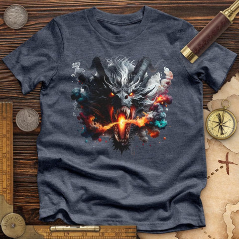 Raging Dragon In 3D Premium QualityTee Heather Navy / S