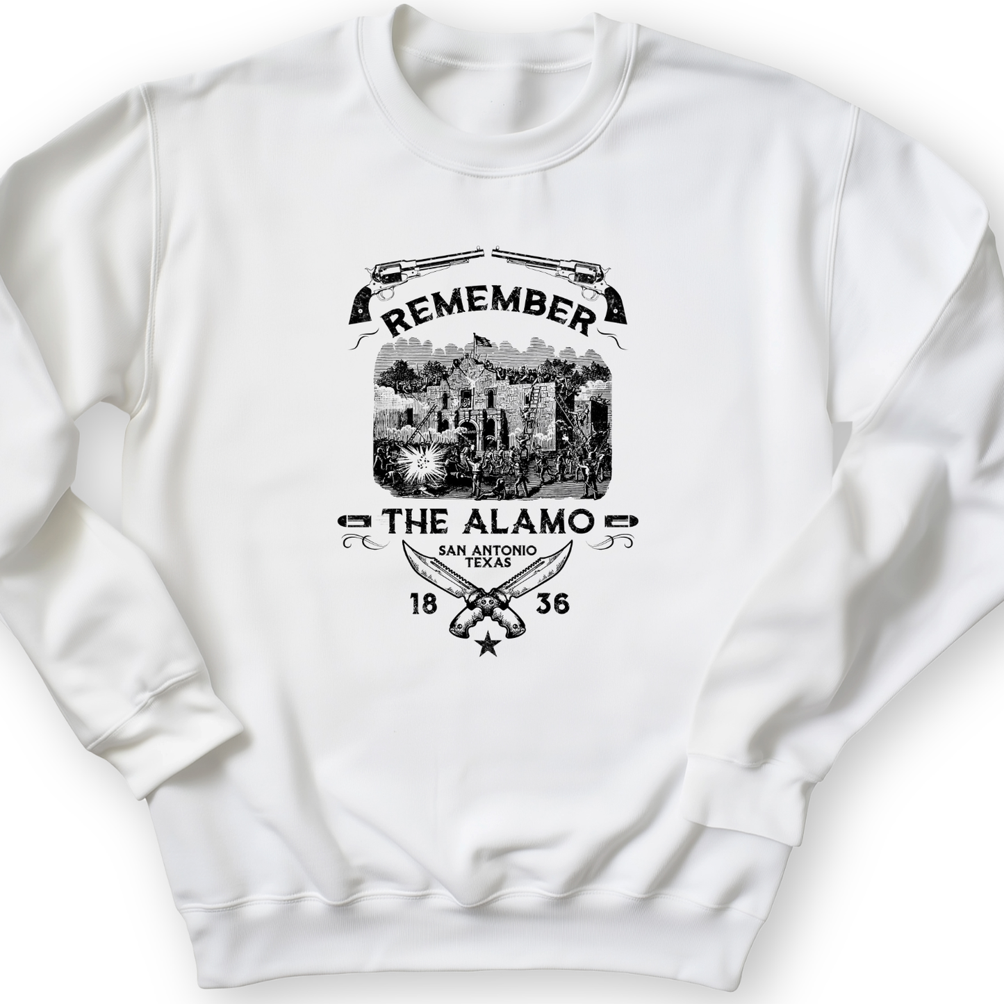 Remember The Alamo 1836 Crewneck White / S