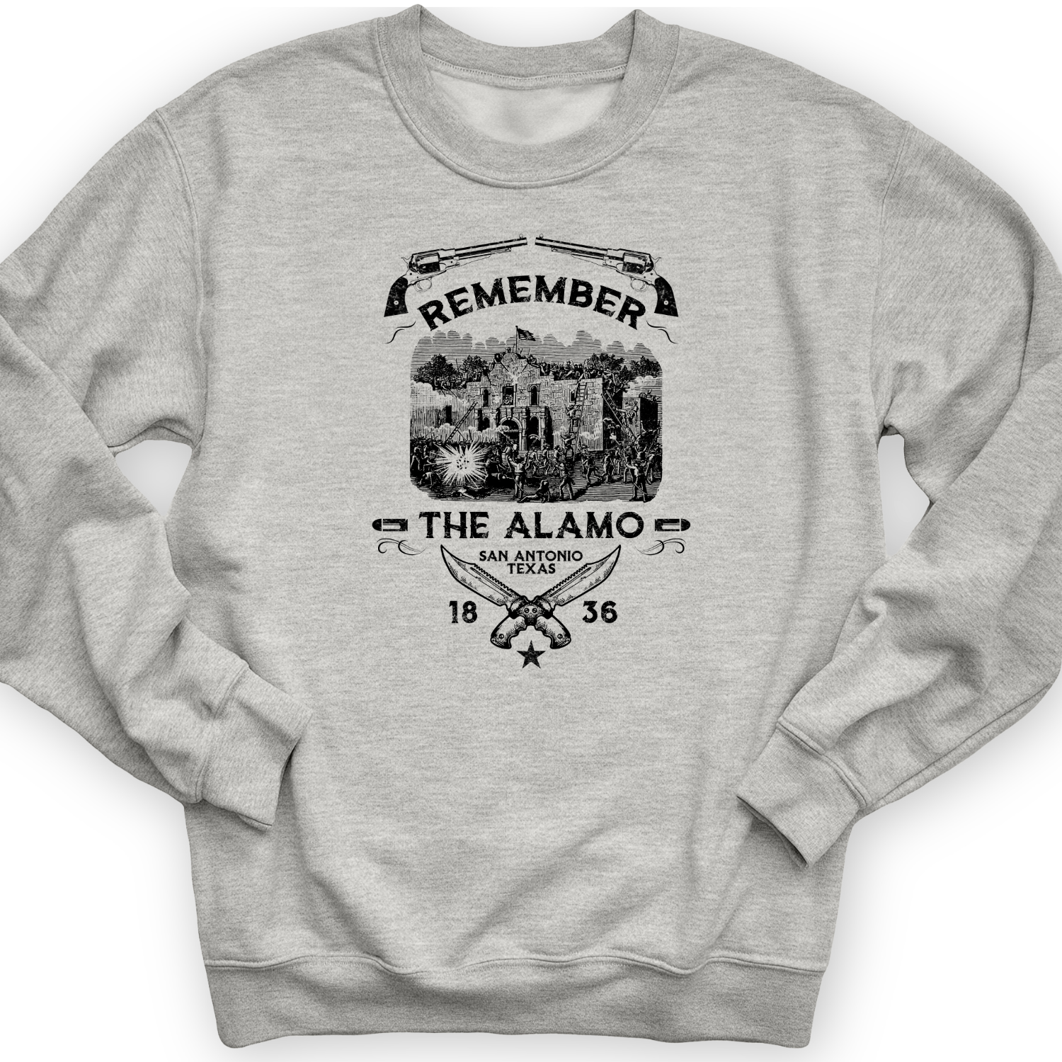 Remember The Alamo 1836 Crewneck Sport Grey / S