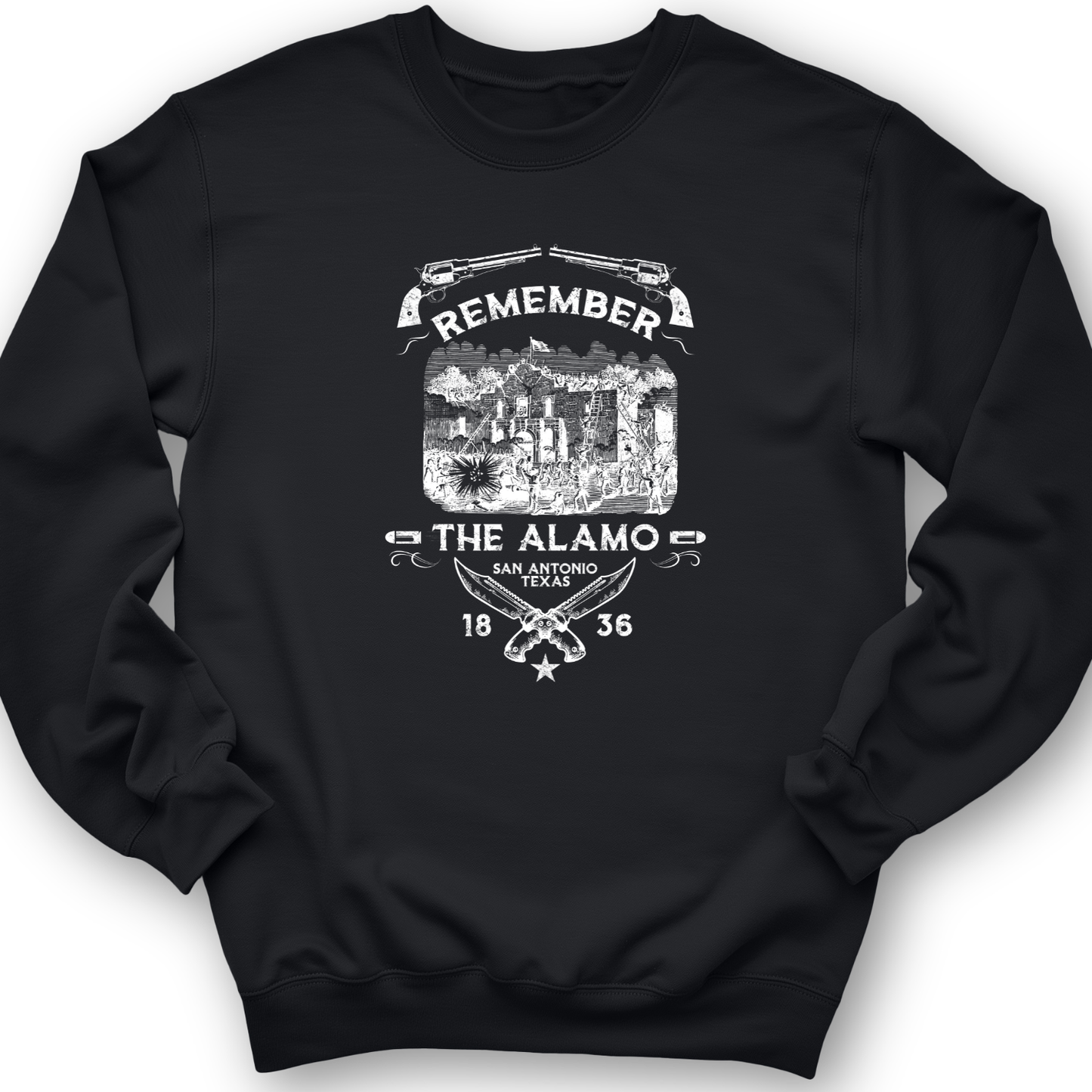 Remember The Alamo 1836 Crewneck Black / S
