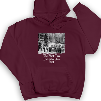Rockefeller XMas Tree Hoodie Maroon / S