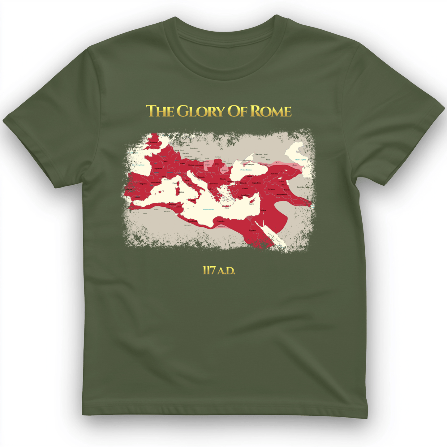 Roman Empire Map T-Shirt Military Green / S