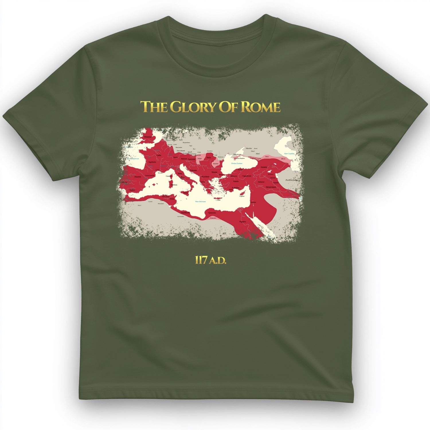 Roman Empire Map T-Shirt Military Green / S