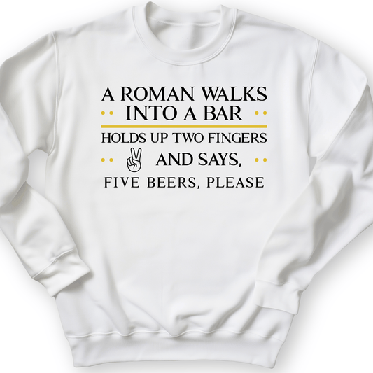 Roman Walks Into A Bar Crewneck White / S