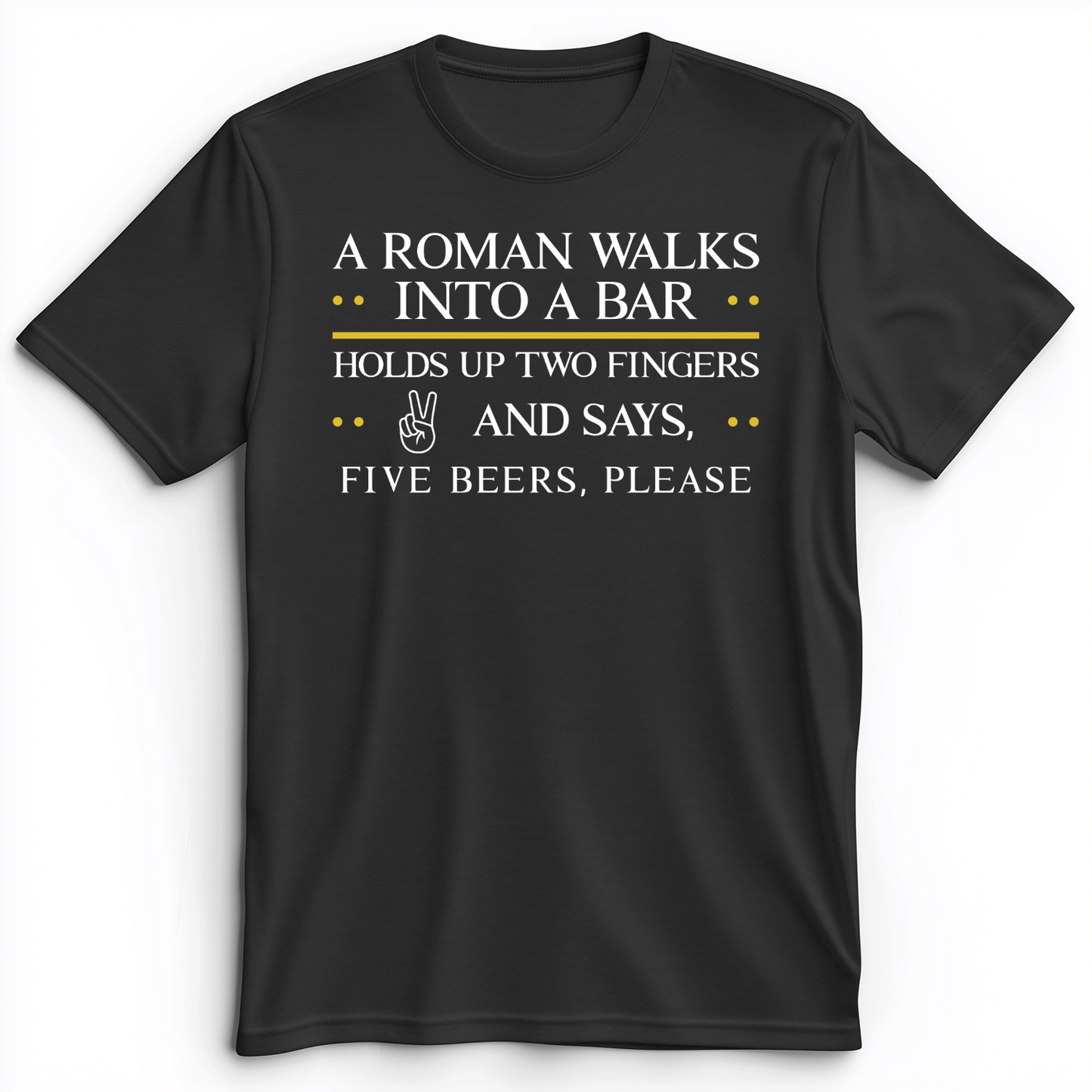 Roman Walks Into a Bar Premium Tee Dark Grey Heather / S