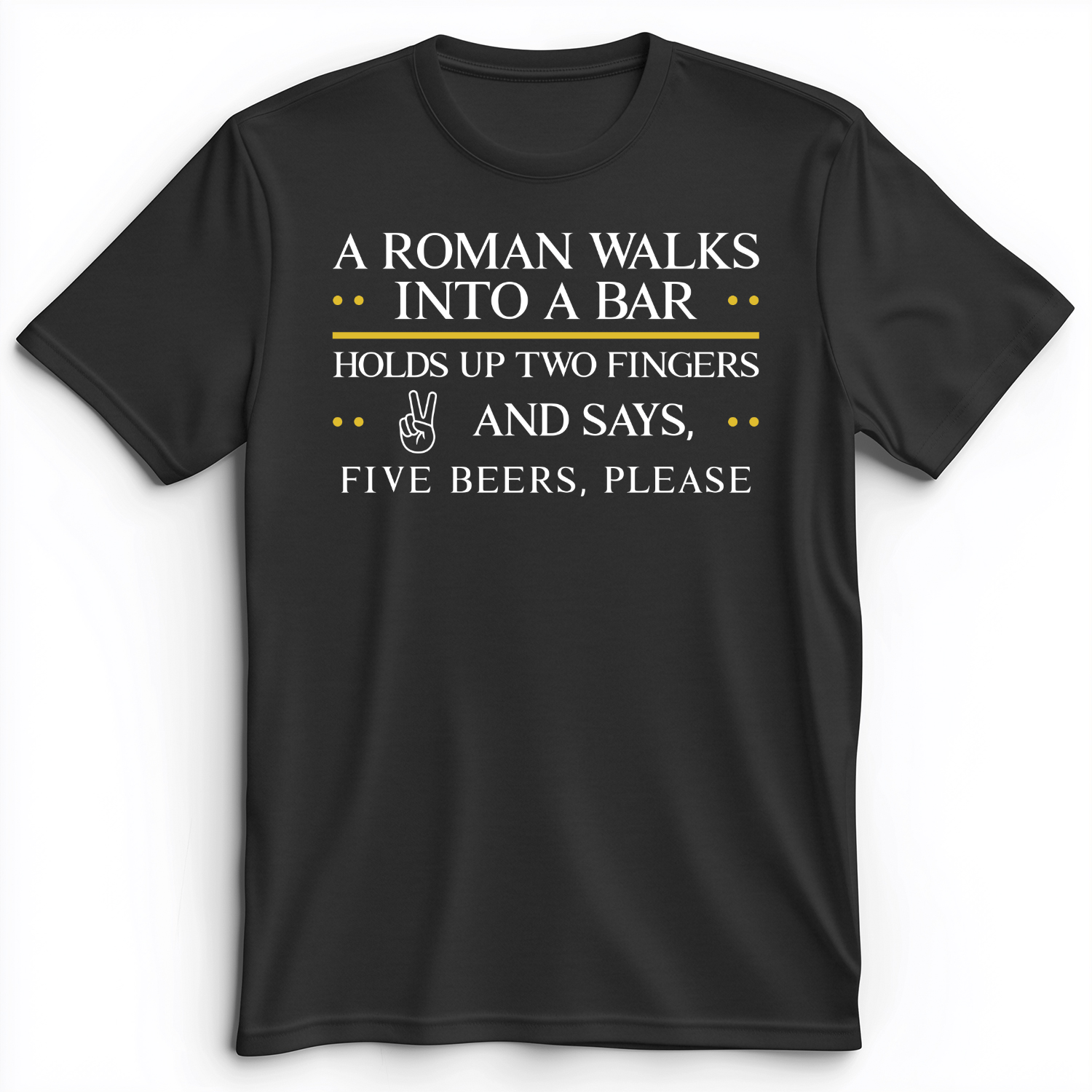 Roman Walks Into a Bar Premium Tee Dark Grey Heather / S