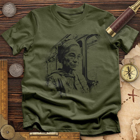 Rosa Parks Line Art T-Shirt Military Green / S