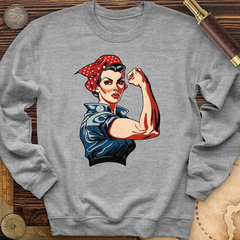 Rosie the Riveter Crewneck Sport Grey / S