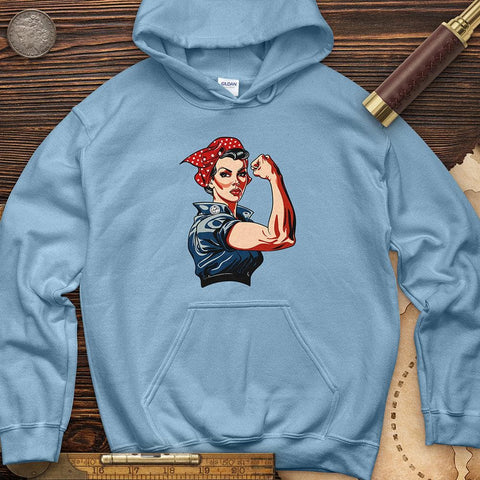 Rosie the Riveter Hoodie Light Blue / S