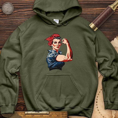 Rosie the Riveter Hoodie Military Green / S