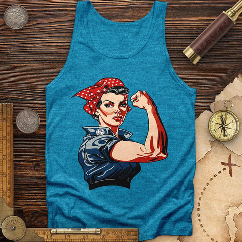 Rosie the Riveter Tank Aqua TriBlend / XS