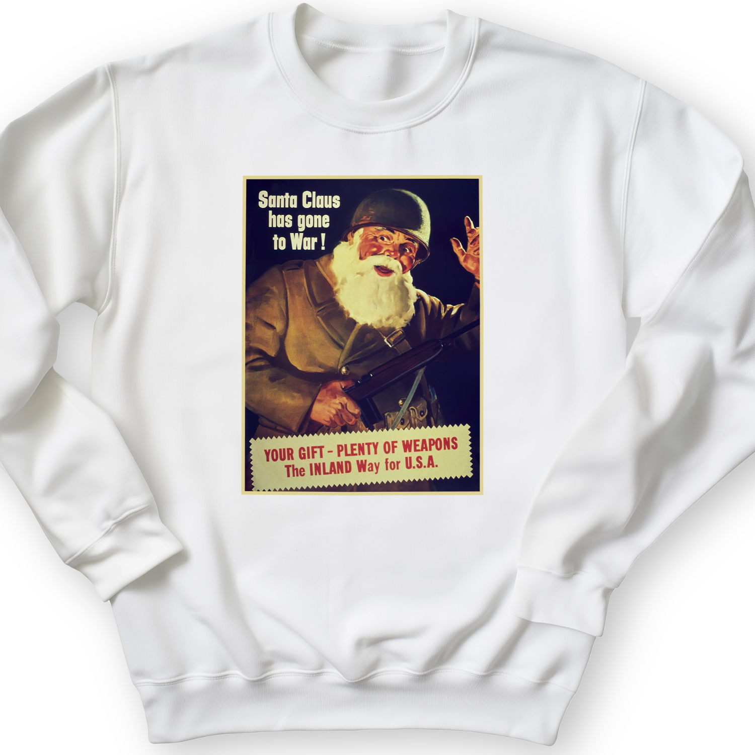 Santa Has Gone To War Crewneck White / S