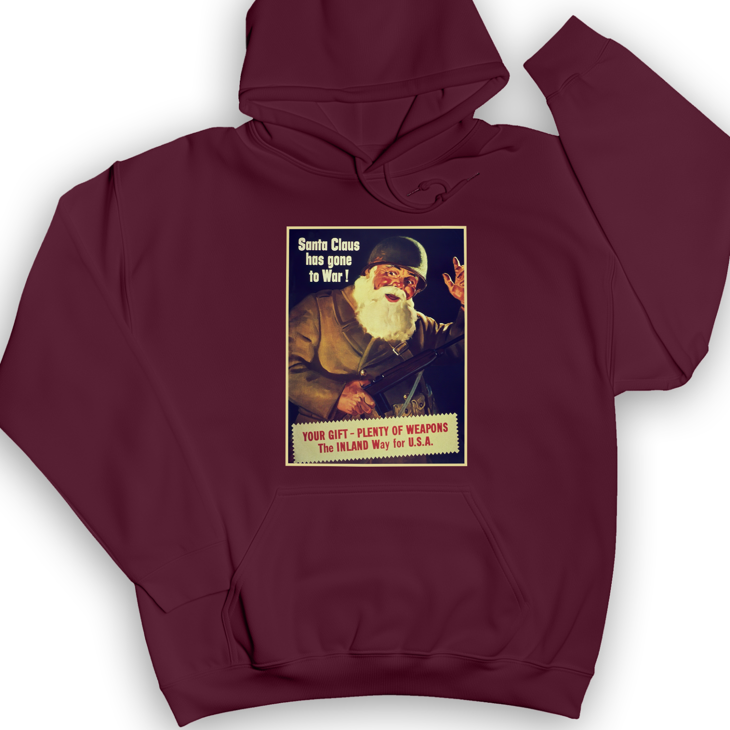 Santa Has Gone To War Hoodie Maroon / S