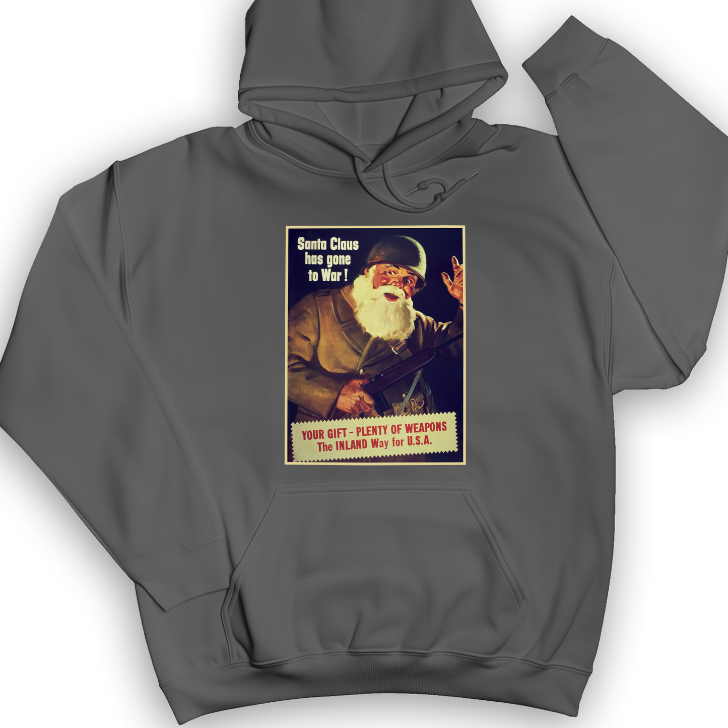 Santa Has Gone To War Hoodie Charcoal / S
