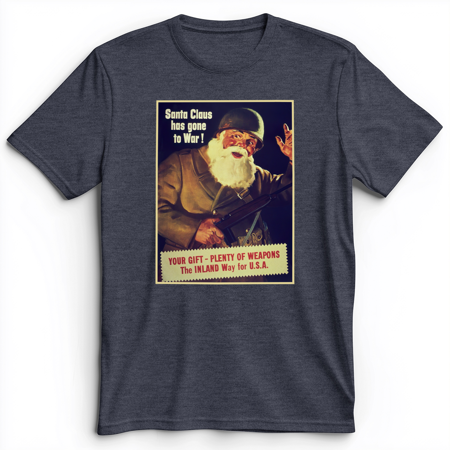 Santa Has Gone To War Premium Tee Heather Navy / S