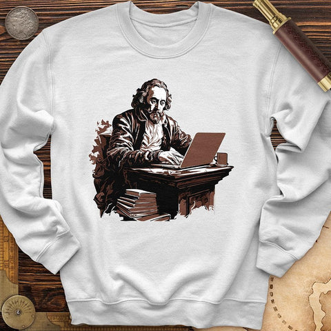 Shakespeare Laptop Crewneck White / S