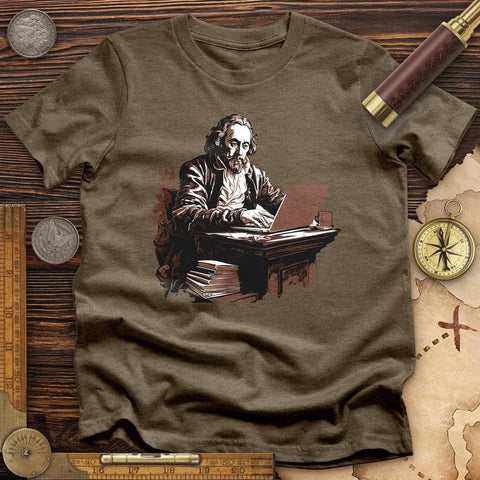 Shakespeare Laptop High Quality Tee Heather Olive / S