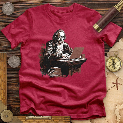 Shakespeare Laptop High Quality Tee Heather Red / S