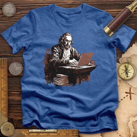 Shakespeare Laptop High Quality Tee Heather Navy / S