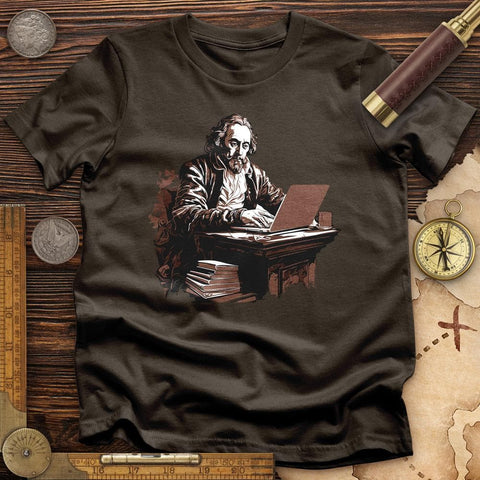 Shakespeare Laptop T-Shirt Dark Chocolate / S