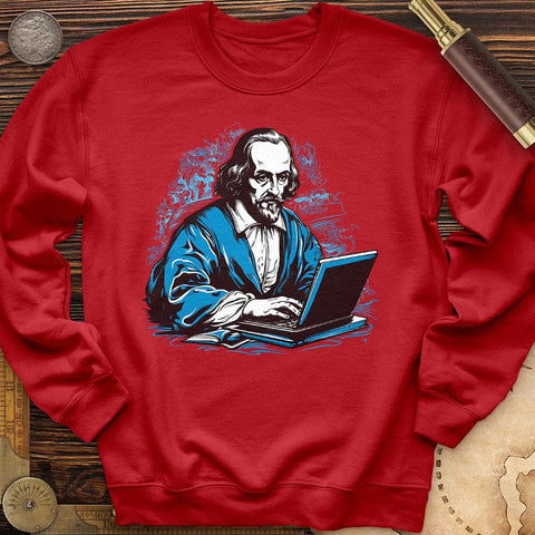 Shakespeare Typing Crewneck Red / S