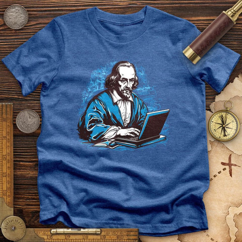 Shakespeare Typing High Quality Tee Heather True Royal / S