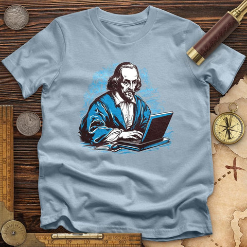 Shakespeare Typing High Quality Tee Light Blue / S