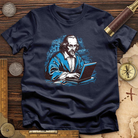 Shakespeare Typing T-Shirt Navy / S