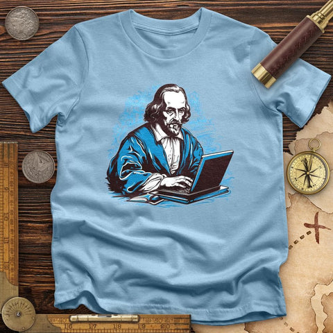 Shakespeare Typing T-Shirt Light Blue / S